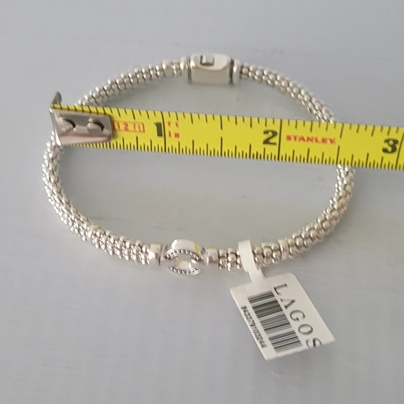 LAGOS Sterling Silver Circle Station 6mm Caviar Rope Bracelet 7.5" - Picture 7 of 10